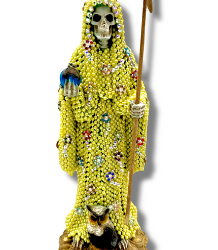 Doña Queta Hand Dressed Santa Muerte Statue With Hand Written Blessings & Photo