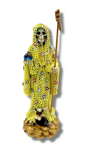 Doña Queta Hand Dressed Santa Muerte Statue With Hand Written Blessings & Photo