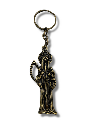 Santa Muerte Keychain - Brass Finish