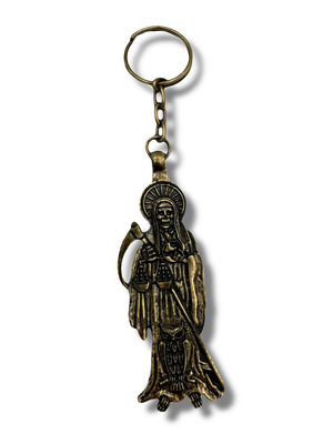 Santa Muerte Keychain - Brass Finish