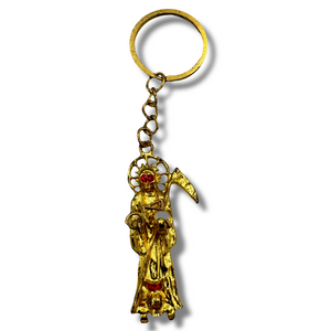 Santa Muerte Keychain – Gold Finish
