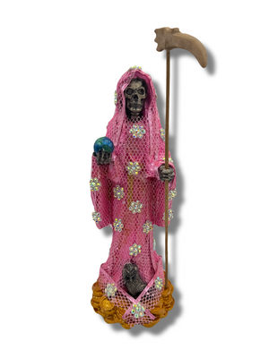 Doña Queta Hand Dressed Santa Muerte Statue With Hand Written Blessings & Photo