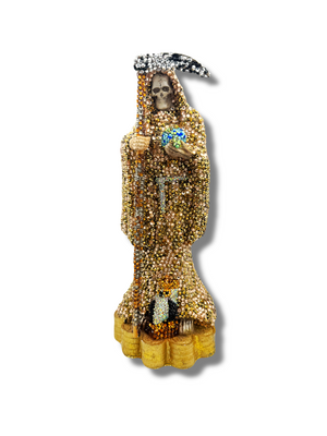 Doña Queta Hand Dressed Santa Muerte Statue With Hand Written Blessings & Photo