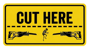 Cut Here Sticker